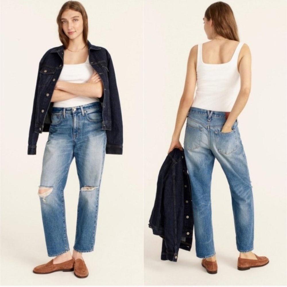 J. Crew Slouchy Boyfriend Distressed Jeans in Southern Sky Size 28